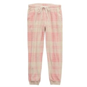 NWT! Aerie, Women's Snowed In Fleece Jogger Pants, Pink/Cream, Size Large, $50